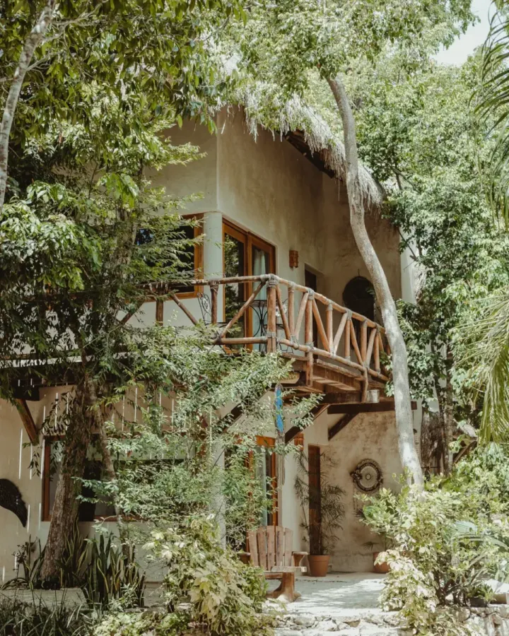 Eco-luxury villa architecture at a boutique hotel in Tulum